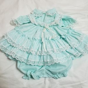 Vintage Mint Green & White Lace 3 Piece Baby Dress
